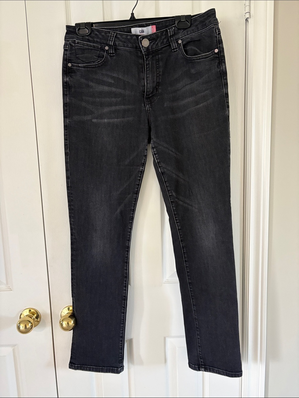 CAbi Straight-Leg Jeans in Washed Black